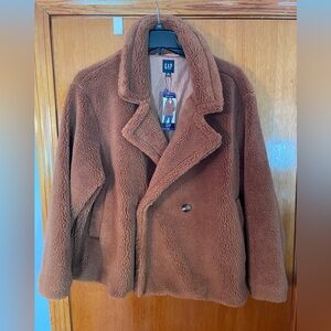 GAP Women's Brown Sherpa Pea Coat